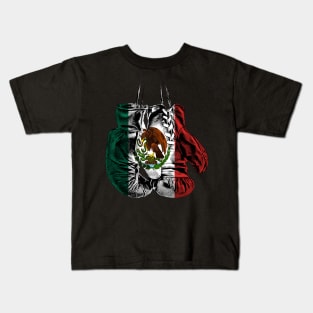 Boxing Gloves Mexico Flag Kids T-Shirt